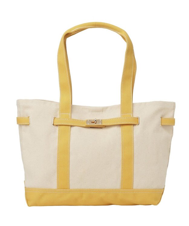 earth music&ecology 【Lサイズ】ベルトキャンバストートバッグ Yellow