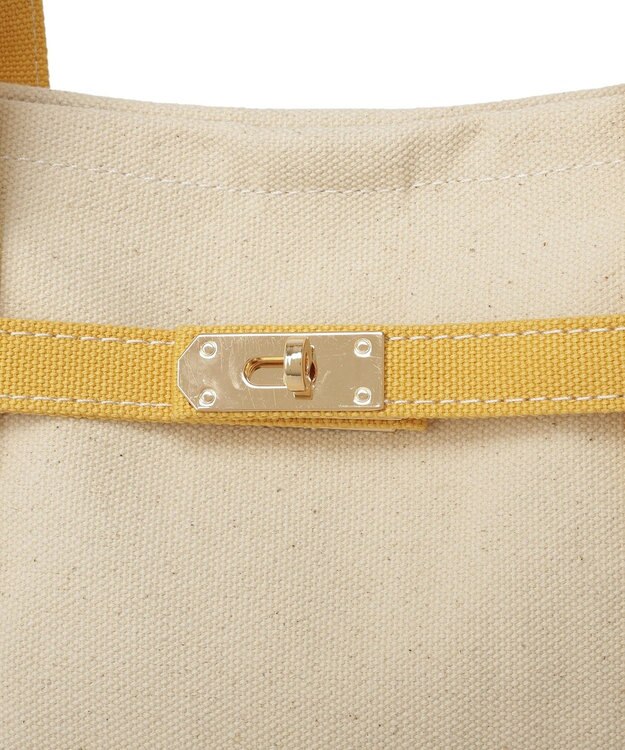 earth music&ecology 【Lサイズ】ベルトキャンバストートバッグ Yellow