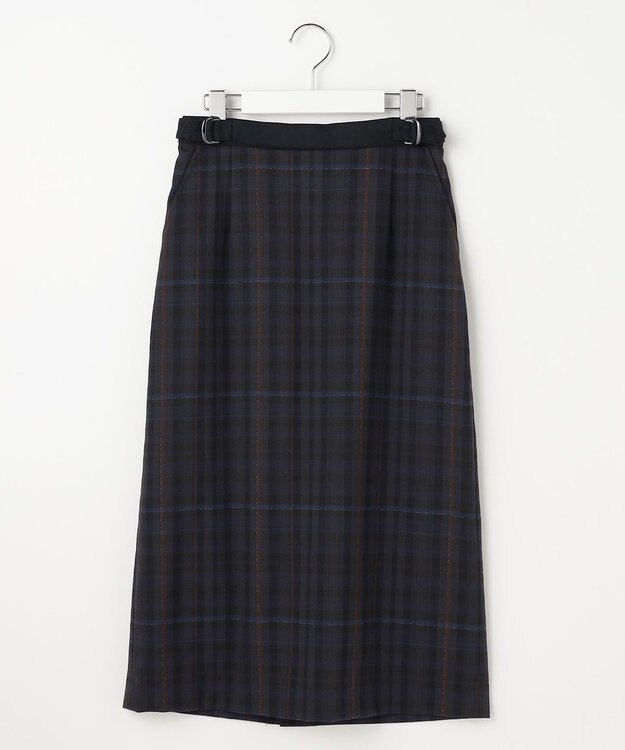 J.PRESS LADIES S milledタータンラメチェック ナロー スカート ネイビー系
