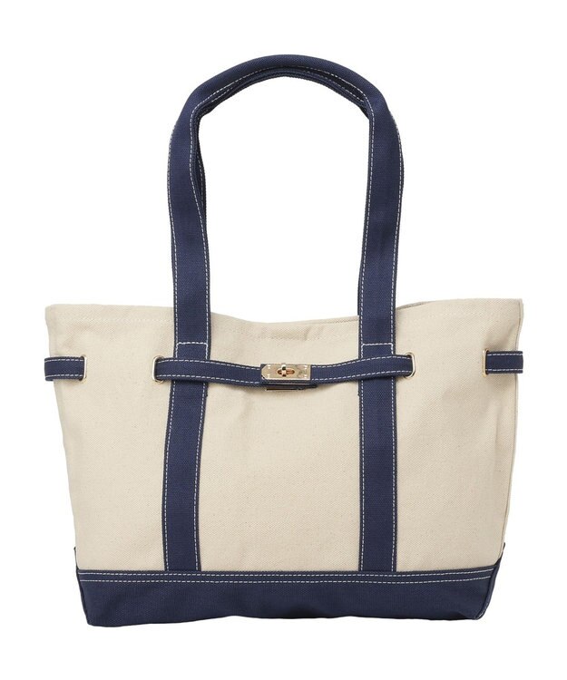 earth music&ecology 【Lサイズ】ベルトキャンバストートバッグ Navy