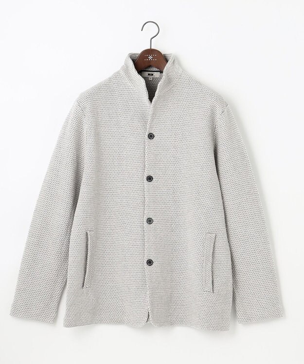 JOSEPH ABBOUD 【キングサイズ・軽くて洗える】ストローヤーンニット カーディガン ライトグレー系