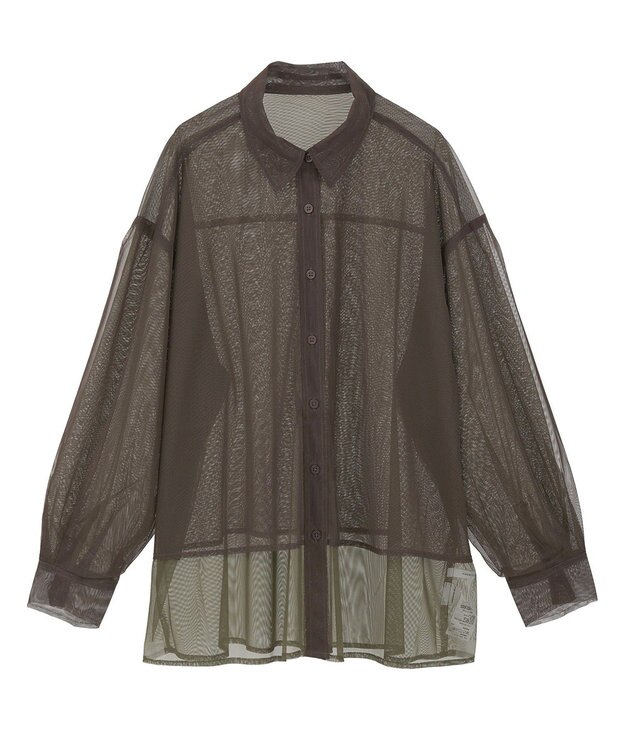 AMERICAN HOLIC シアーレイヤード配色シャツ Brown