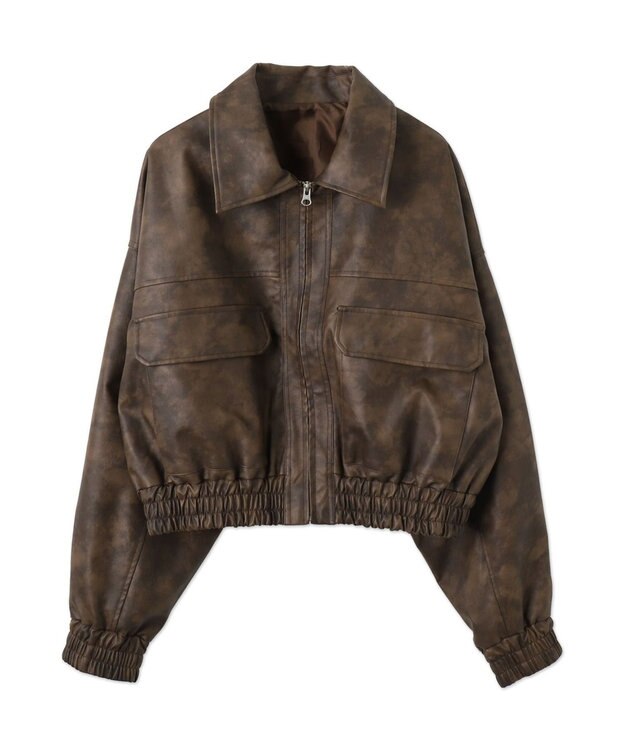 WEGO PUショートブルゾン ブラウン