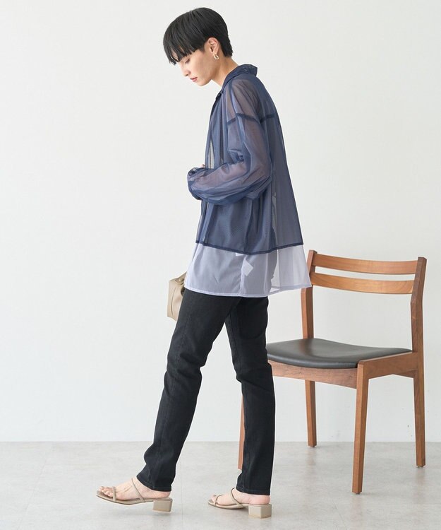 AMERICAN HOLIC シアーレイヤード配色シャツ Navy