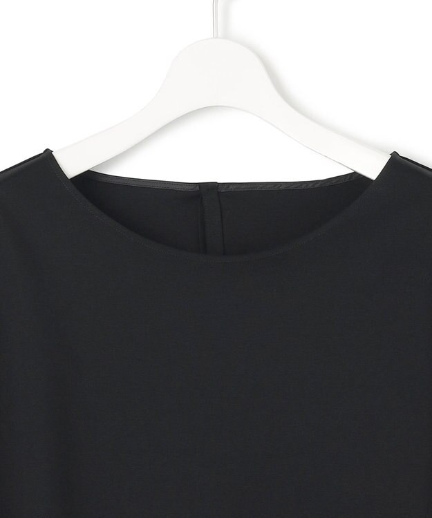 23区 L 【Lサイズ限定/洗える】スカーフプリントコンビ バックフレア カットソー ブラック×ベージュ