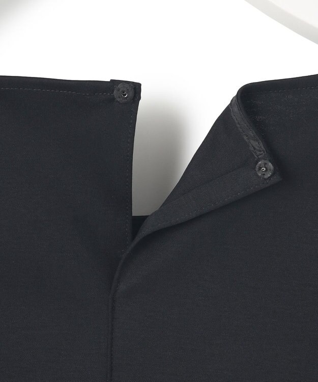 23区 L 【Lサイズ限定/洗える】スカーフプリントコンビ バックフレア カットソー ブラック×ベージュ