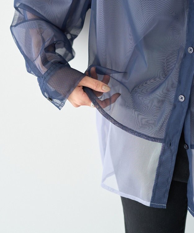 AMERICAN HOLIC シアーレイヤード配色シャツ Navy