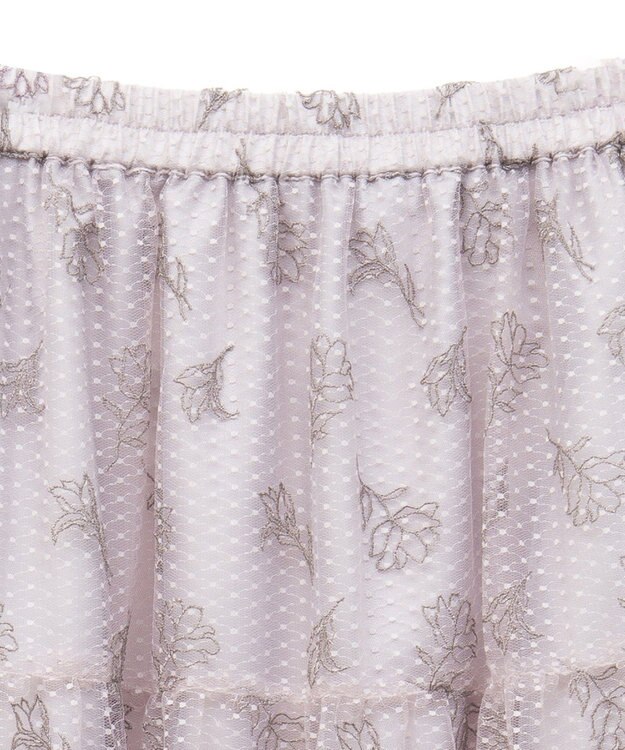 earth music&ecology フラワー刺繍チュールスカート Grayish Pink