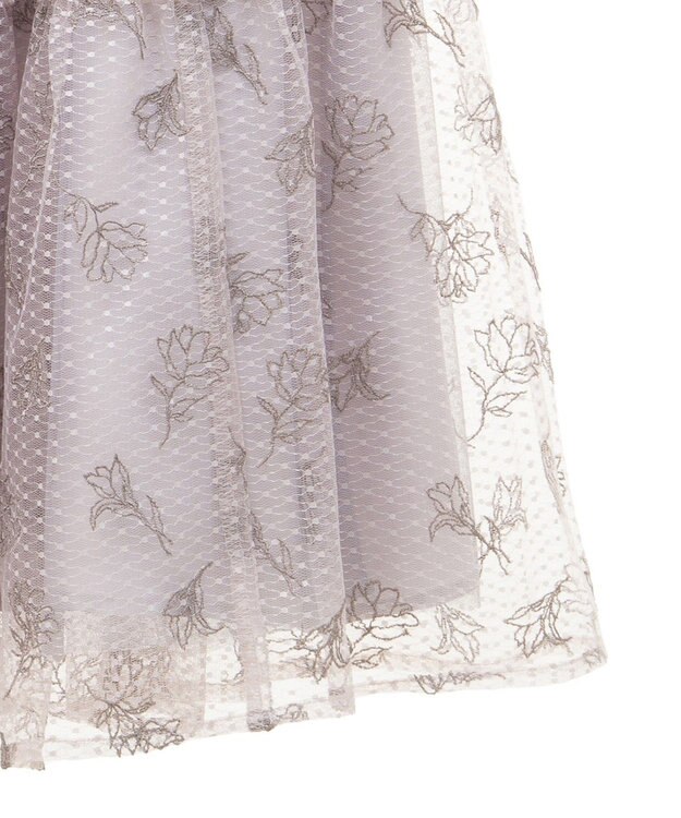 earth music&ecology フラワー刺繍チュールスカート Grayish Pink