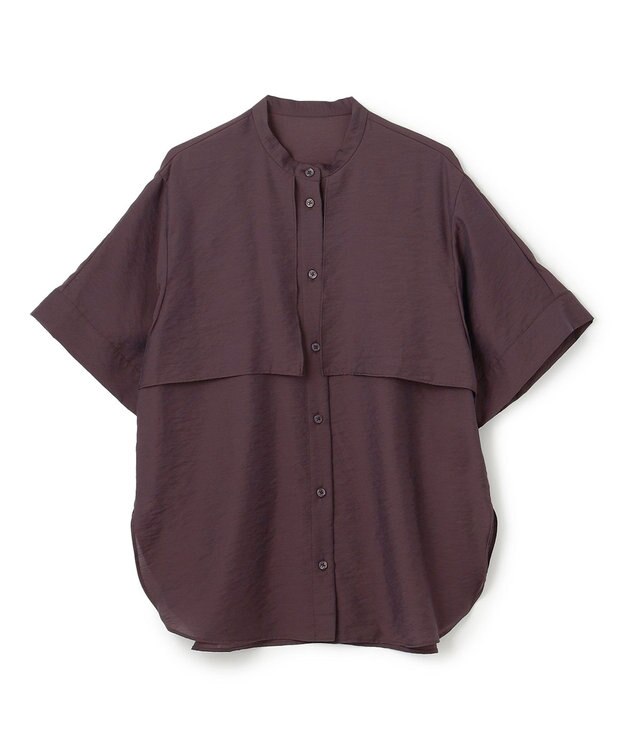 UNFILO シアーサテン ヨークブラウス ボルドー