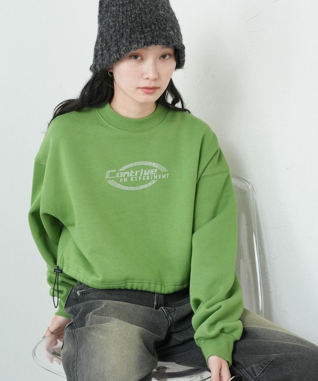 WEGO 裏起毛ドロストショートスウェット グリーン