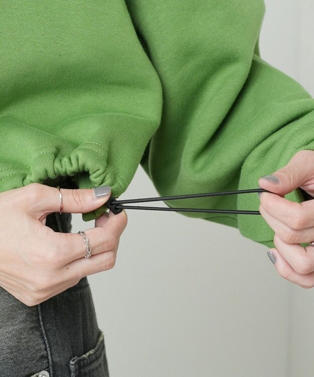 WEGO 裏起毛ドロストショートスウェット グリーン