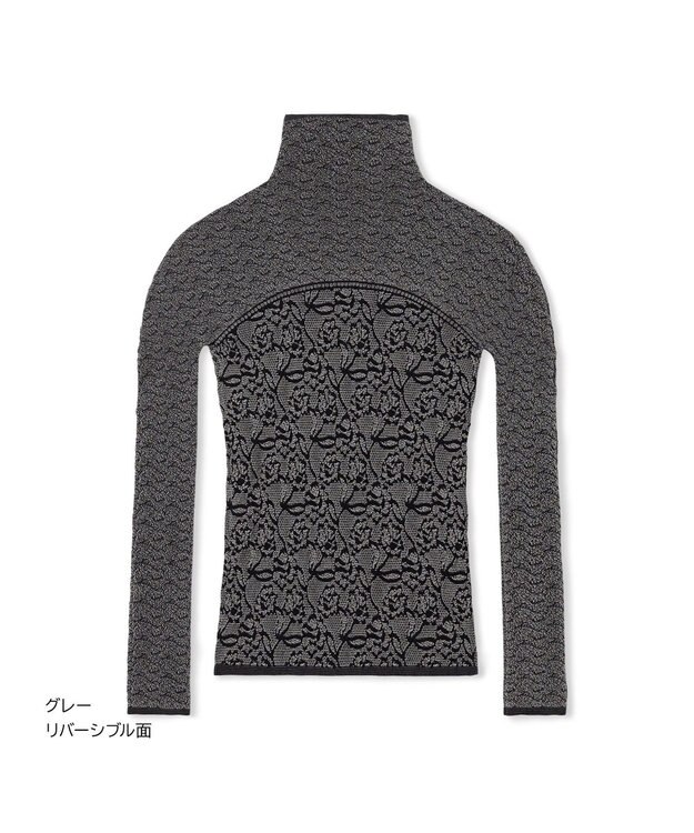 Chacott 【ノーソーイングニット】リバーシブルハイネックトップ グレー