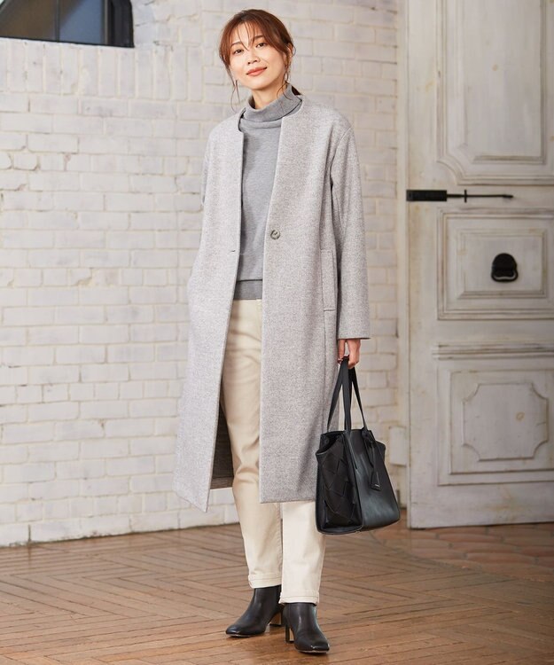 J.PRESS LADIES L 【洗える】PRINCE タートルネック ニット ライトグレー系