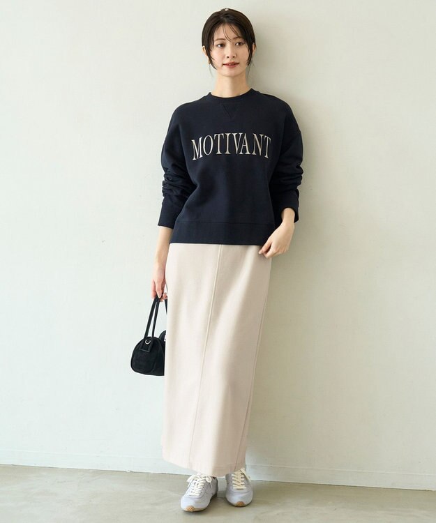 UNFILO L ブラッシュドジャージー Iラインスカート アイボリー