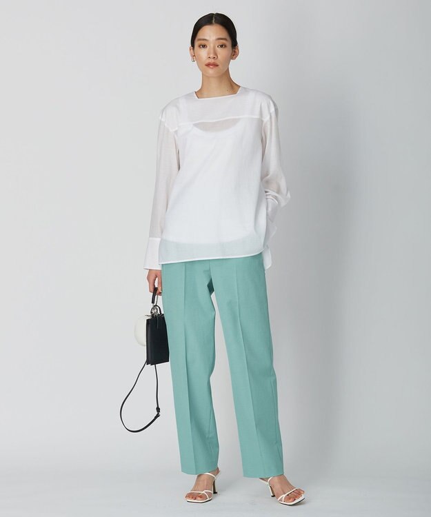 ICB 【洗える】テンセルコットンローン スクエアネックブラウス オフホワイト系