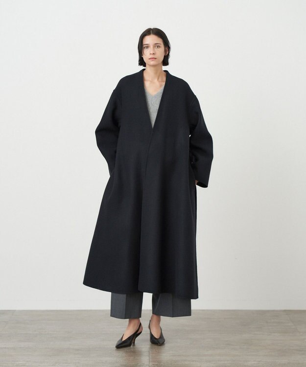 ATON SUPER 120S DOUBLE MELTON ノーカラーコート SUPER 120S DOUBLE MELTON | ノーカラーコート / ATON