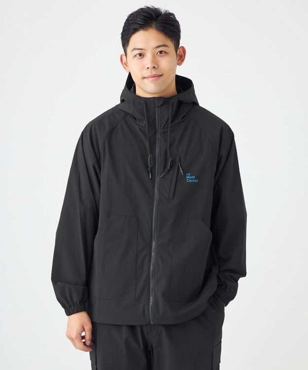 SHARE PARK MENS 【撥水・UVカット・ストレッチ・軽量 】パッカブルマウンテンパーカー（Lサイズ） ブラック系