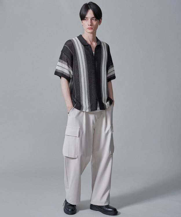 WEGO ラインニットシャツ（SS） ブラック中濃色