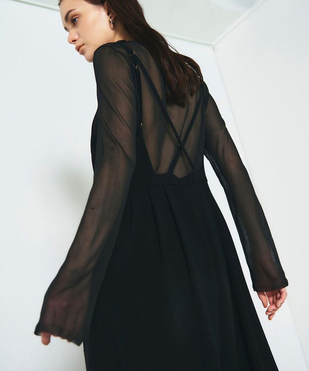 GRACE CONTINENTAL トリアセタックサロペット ブラック