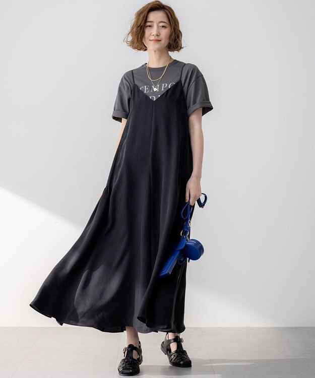 23区 【SLOW/一部店舗限定】MVSコットン  ロゴTシャツ グレーxライトグレーロゴ