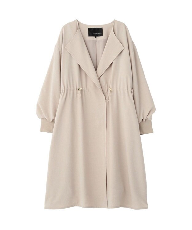 YECCA VECCA ノーカラーラペルロングコート Gray Beige