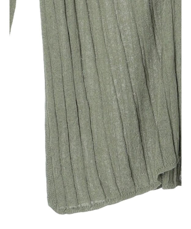 Green Parks 推しニット　リブ編みミドル丈カーディガン Khaki