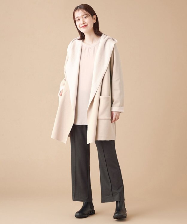 SHARE PARK LADIES 【洗える】ナチュラルワッシャー　セミフレアパンツ チャコール