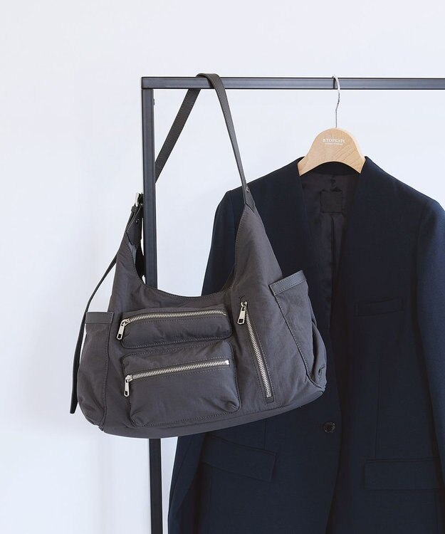TOPKAPI 【TREASURE TOPKAPI】ナイロン アウトポケット 2way ショルダーバッグ / 軽量 ミディアムグレー