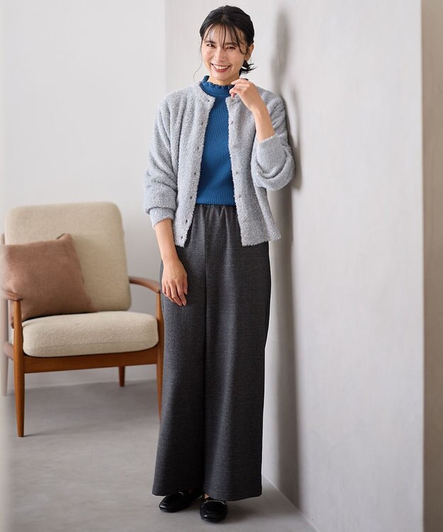 ANY シャイニーニットカーディガン シルバー