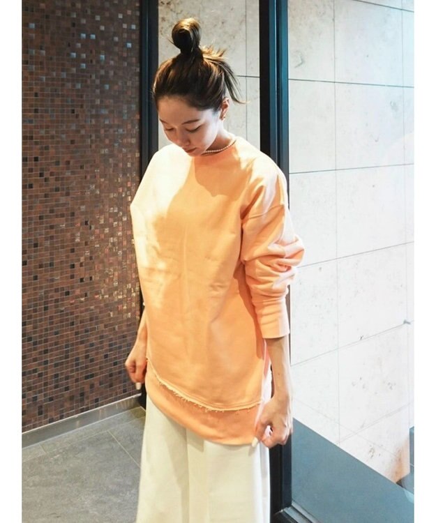Green Parks ワイドシルエット裏毛プルオーバー Salmon Pink
