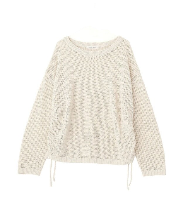 Green Parks サイドシャーリング透かし編みニットプルオーハ Ivory
