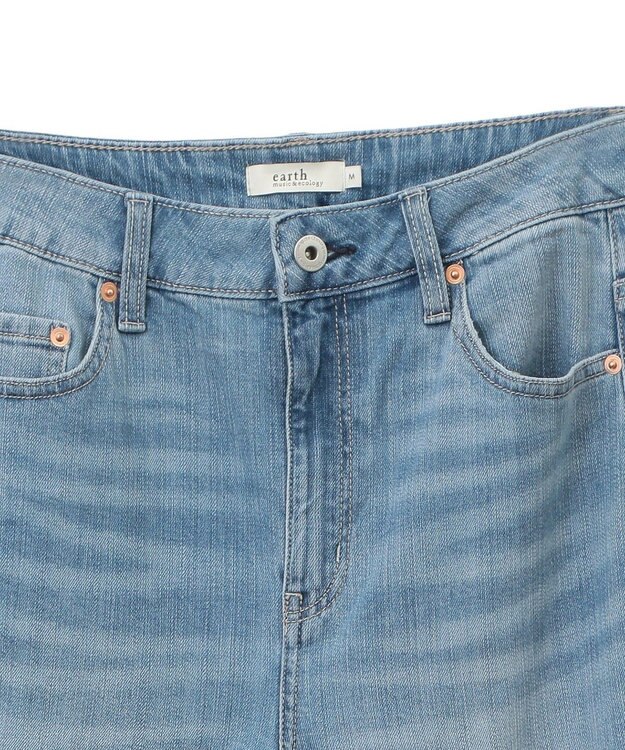 earth music&ecology セルフカットフレアデニムパンツ Light Indigo