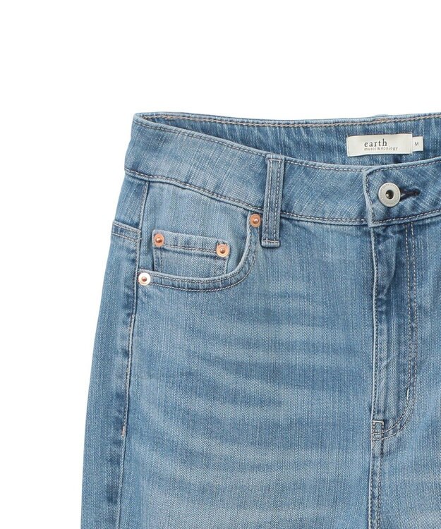 earth music&ecology セルフカットフレアデニムパンツ Light Indigo