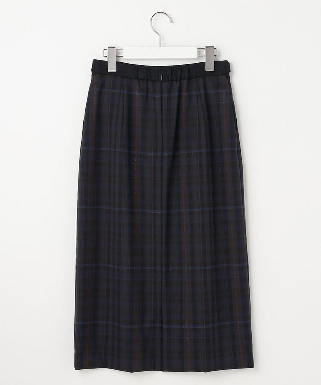 J.PRESS LADIES S milledタータンラメチェック ナロー スカート ネイビー系