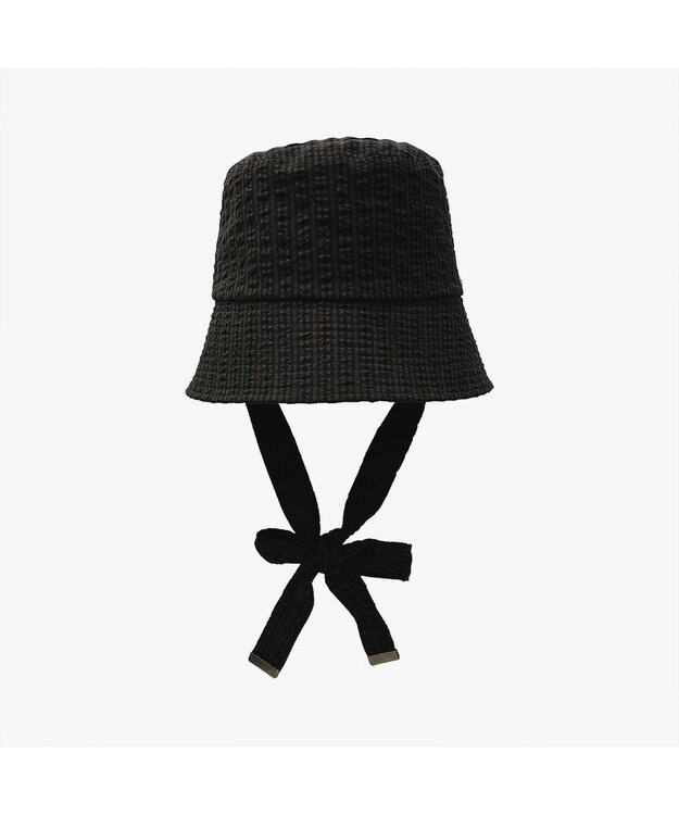 林八百吉商店 un chapeau　ひも付きチェックハット ブラック