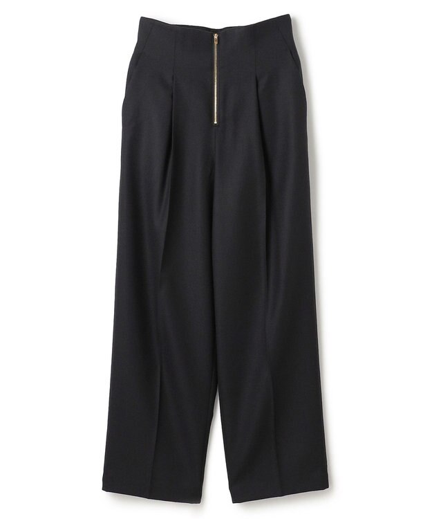 BEIGE， TERNES / フロントジップワイドパンツ Black