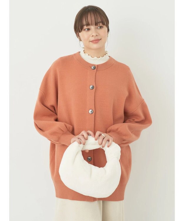 earth music&ecology やわらかタッチミドル丈カーディガン Orange