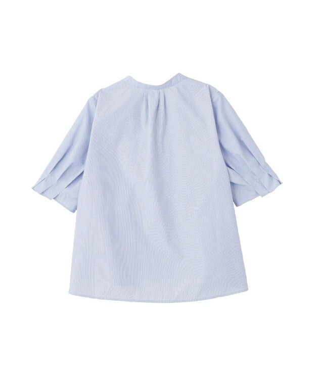 Green Parks タックショートスリーブブラウス Stripe