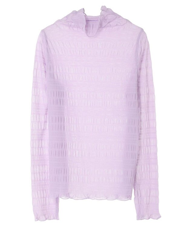 earth music&ecology ジャガードシャーリングシアートップス Lavender