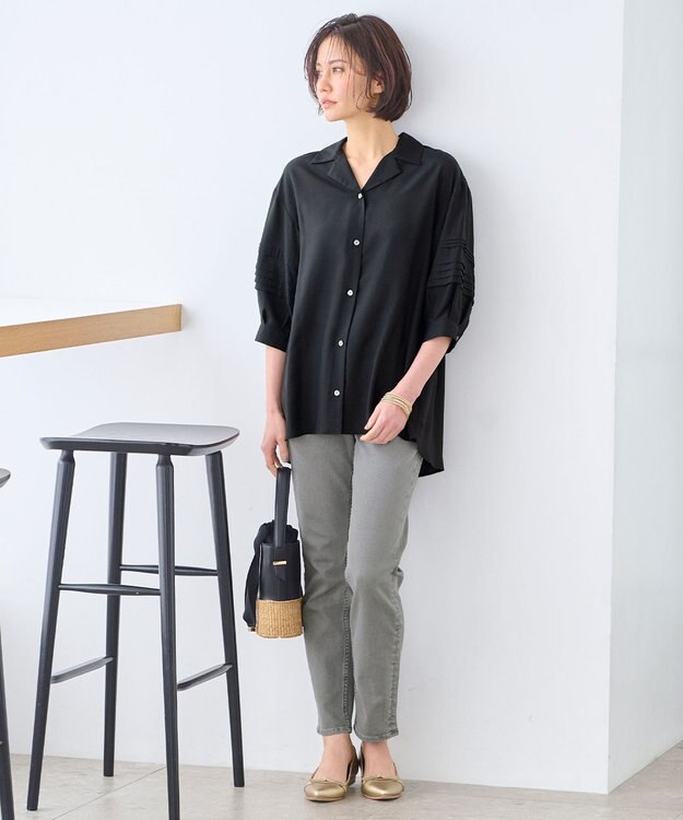 自由区 【XSサイズ～/洗える】365DENIM ストレートスリム パンツ ライトグレー系