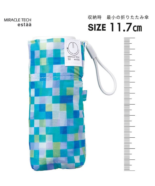 MOONBAT 【超コンパクト/晴雨兼用】Miracle Tech(ミラクルテック) 折りたたみ傘 コンパクト モザイク ターコイズブルー
