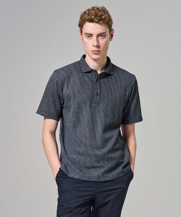 JOSEPH HOMME 【新型】メランジクロスジャージー　ポロシャツ ネイビー系