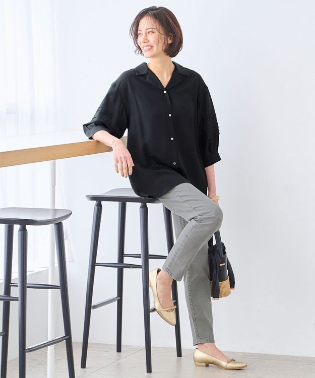 自由区 【XSサイズ～/洗える】365DENIM ストレートスリム パンツ ライトグレー系