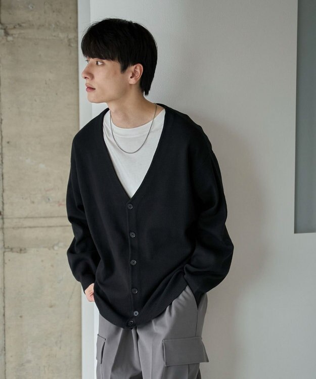 WEGO 【ユニセックス着用ITEM】ミラノリブカーディガン ブラック