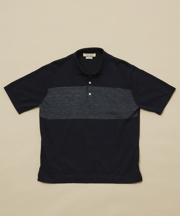 JOSEPH ABBOUD MOUNTAIN 【SPACE】OGストレッチコットン ニットポロシャツ ネイビー系