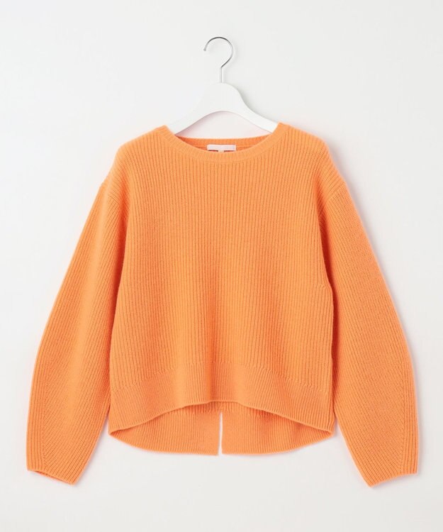 自由区 S 【洗える】ウールカシミヤブレンドプルオーバー ニット パーシモンオレンジ
