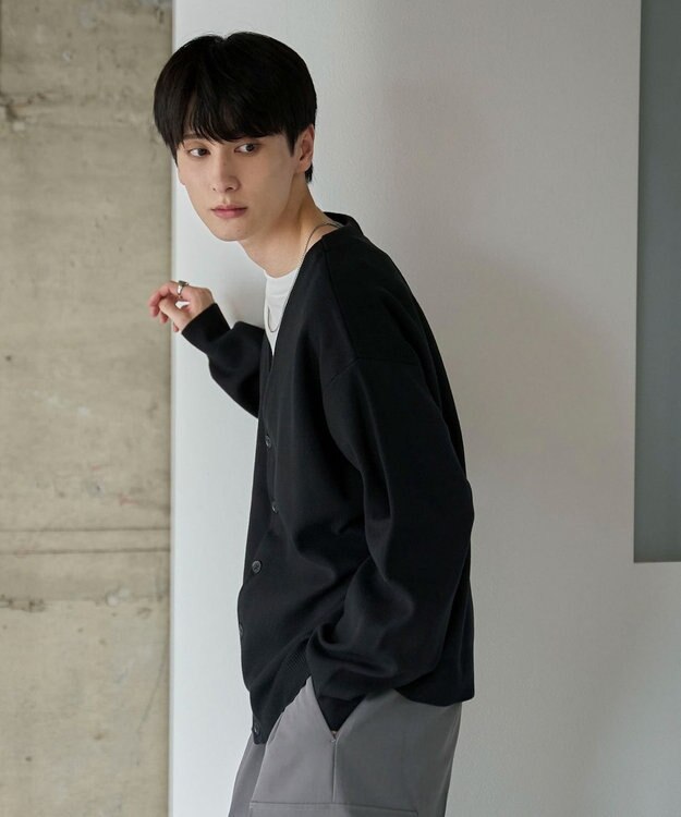 WEGO 【ユニセックス着用ITEM】ミラノリブカーディガン ブラック