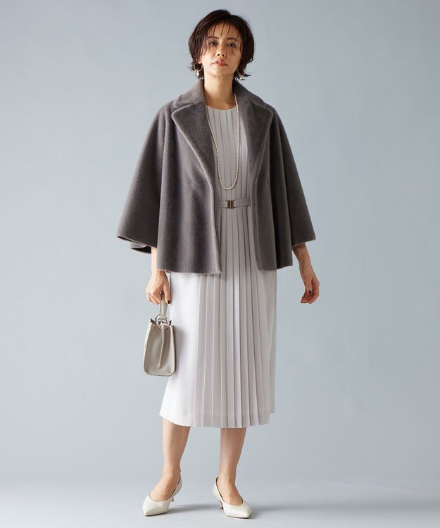 自由区 【洗える】ライトサテン ワンピース ライトグレー系