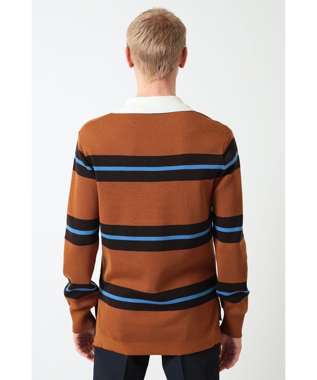 DAKS Vネックボーダーニットトップス ブラウン